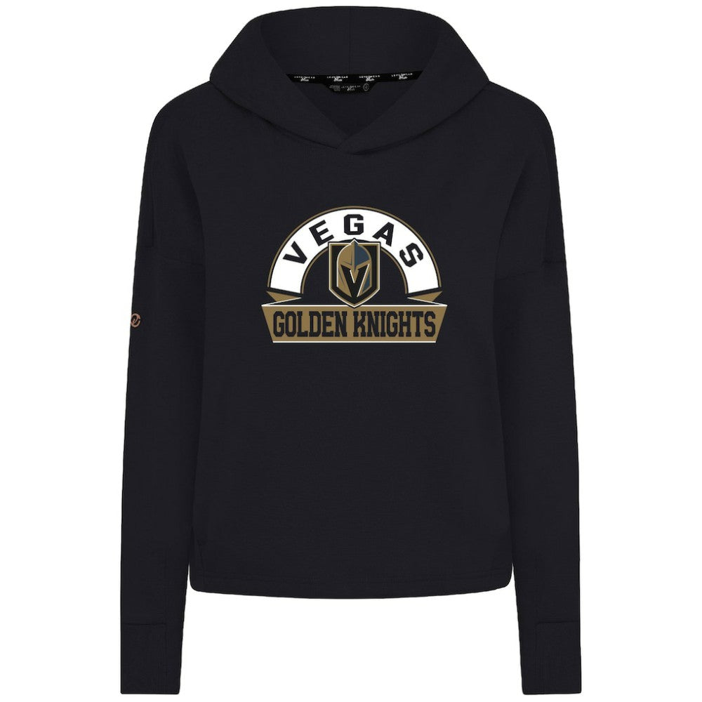 NHL Black Vegas Golden Knights Levelwear Women's Sweet Banner Arch Tri-Blend Cropped Pullover Hoodie