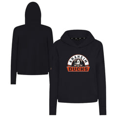 NHL Black Anaheim Ducks Levelwear Women's Sweet Banner Arch Tri-Blend Cropped Pullover Hoodie