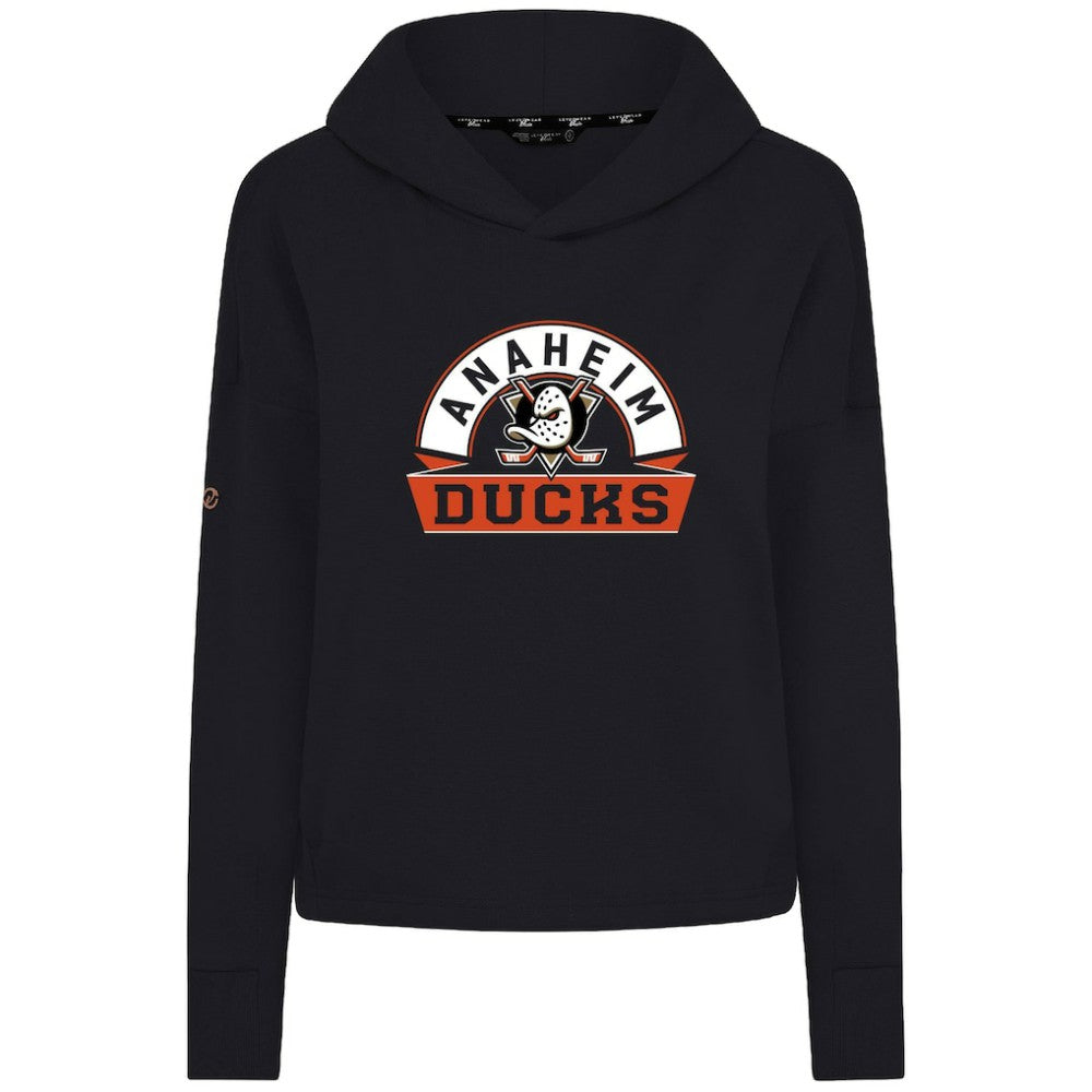 NHL Black Anaheim Ducks Levelwear Women's Sweet Banner Arch Tri-Blend Cropped Pullover Hoodie