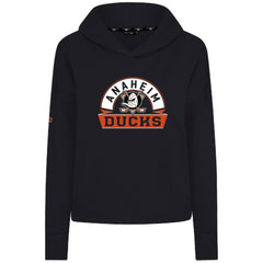 NHL Black Anaheim Ducks Levelwear Women's Sweet Banner Arch Tri-Blend Cropped Pullover Hoodie