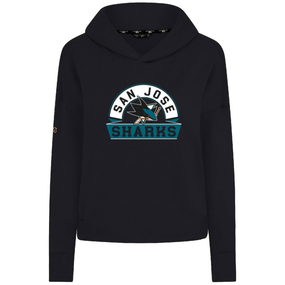 NHL Black San Jose Sharks Levelwear Women's Sweet Banner Arch Tri-Blend Cropped Pullover Hoodie