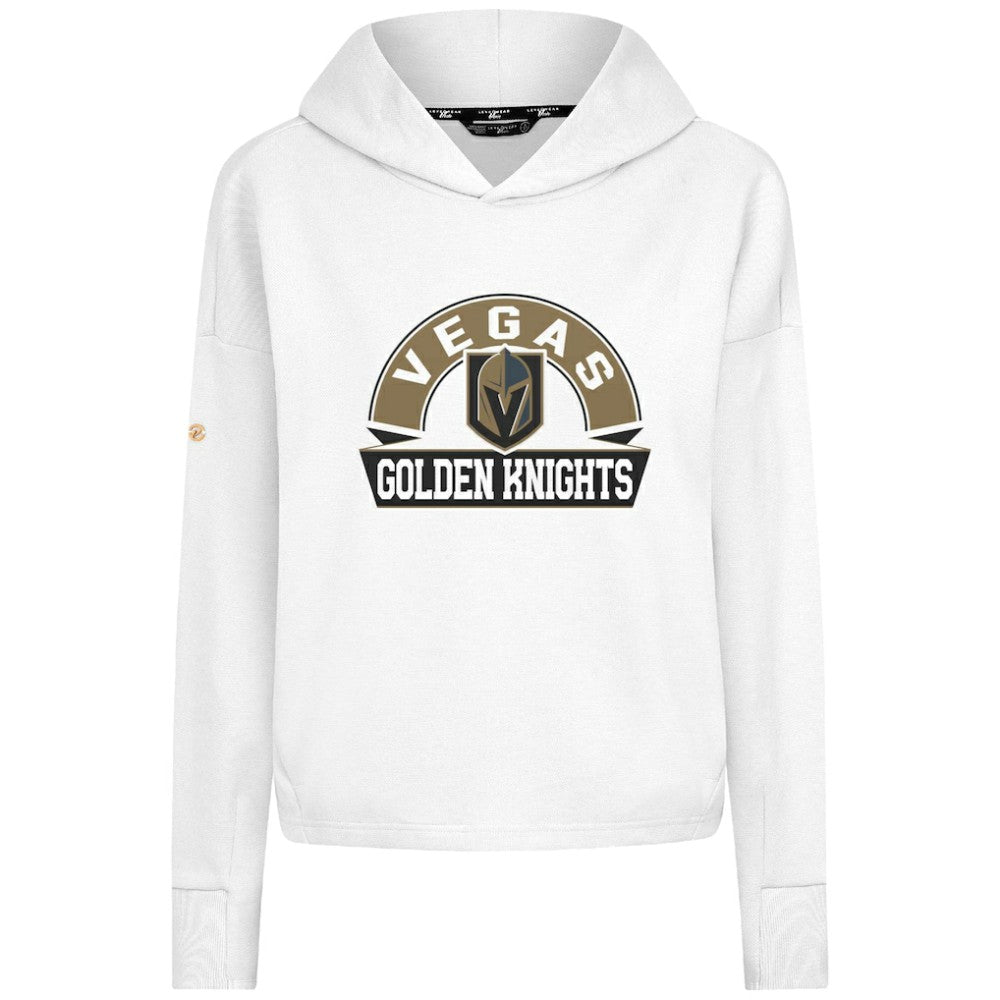 NHL White Vegas Golden Knights Levelwear Women's Sweet Banner Arch Tri-Blend Cropped Pullover Hoodie