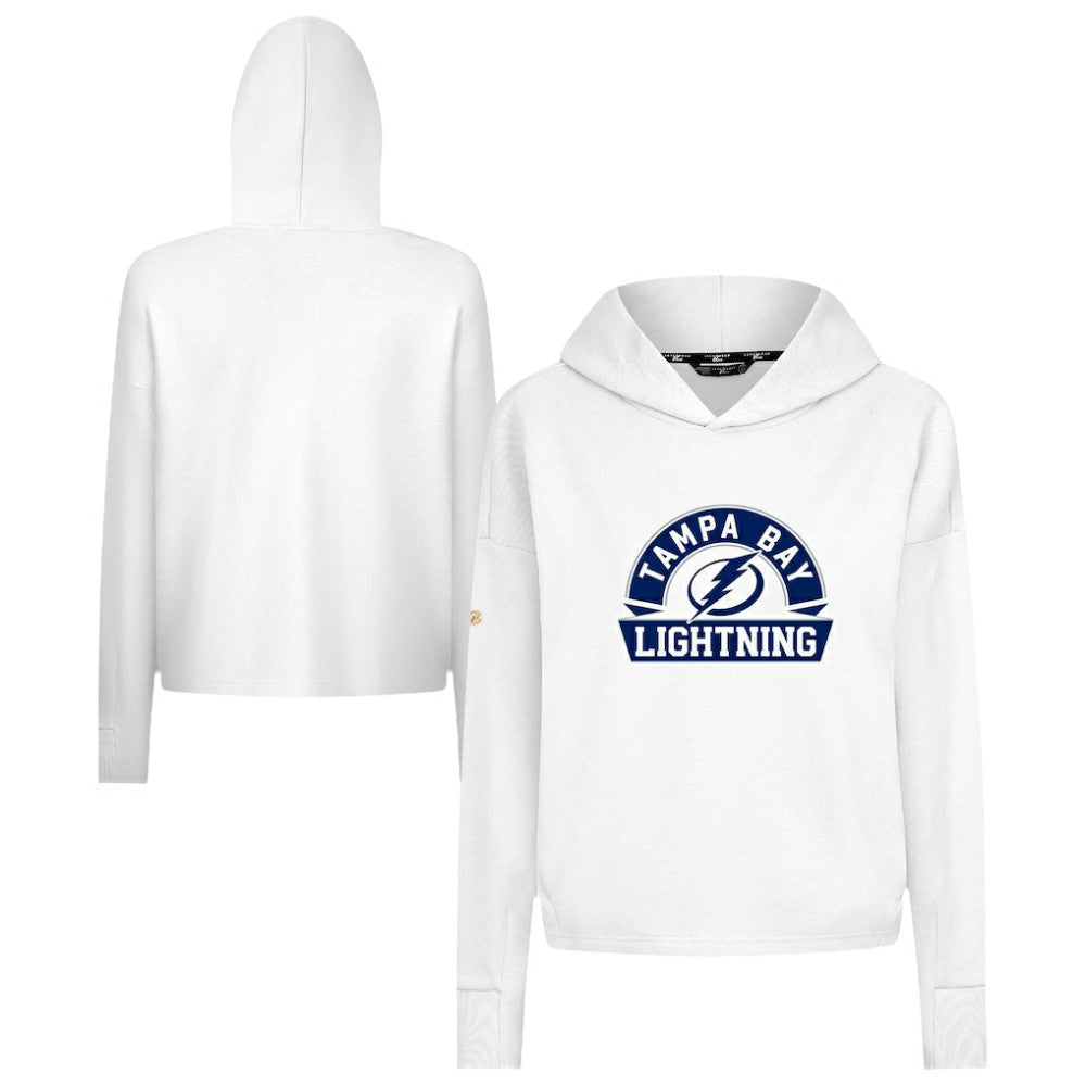 NHL White Tampa Bay Lightning Levelwear Women's Sweet Banner Arch Tri-Blend Cropped Pullover Hoodie