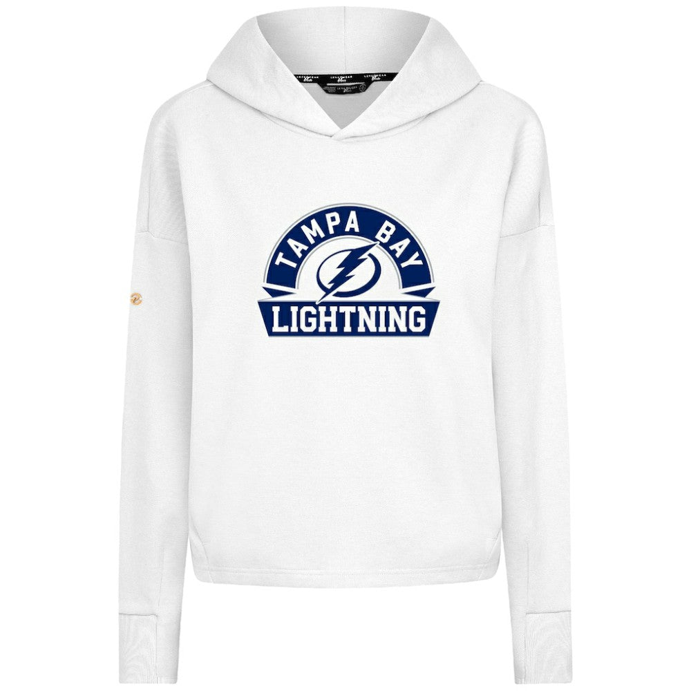 NHL White Tampa Bay Lightning Levelwear Women's Sweet Banner Arch Tri-Blend Cropped Pullover Hoodie