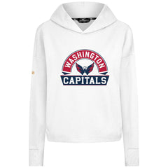 NHL White Washington Capitals Levelwear Women's Sweet Banner Arch Tri-Blend Cropped Pullover Hoodie