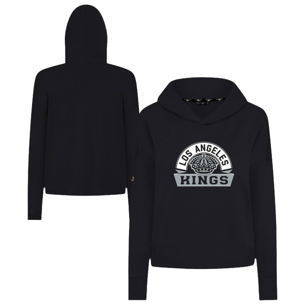 NHL Black Los Angeles Kings Levelwear Women's Sweet Banner Arch Tri-Blend Cropped Pullover Hoodie