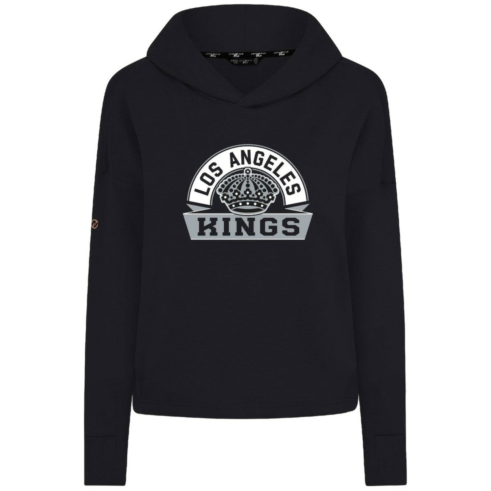 NHL Black Los Angeles Kings Levelwear Women's Sweet Banner Arch Tri-Blend Cropped Pullover Hoodie