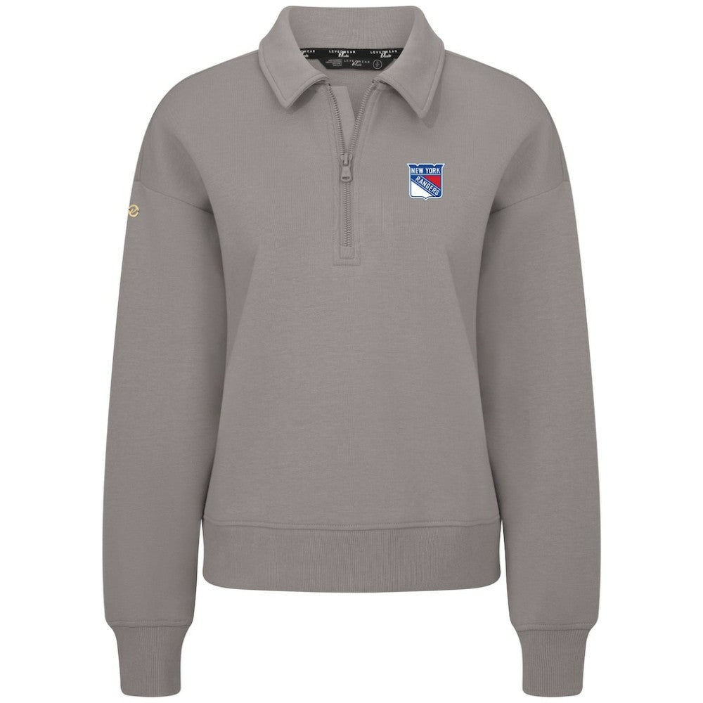 NHL Gray New York Rangers Levelwear Women's Canmore Quarter-Zip Pullover