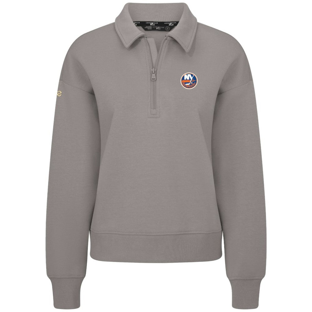 NHL Gray New York Islanders Levelwear Women's Canmore Quarter-Zip Pullover