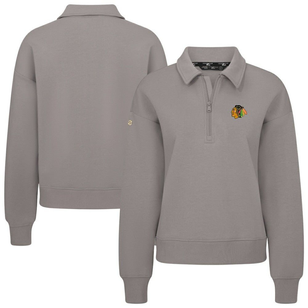 NHL Gray Chicago Blackhawks Levelwear Women's Canmore Quarter-Zip Pullover