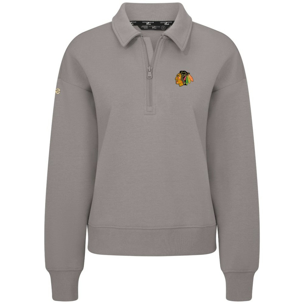 NHL Gray Chicago Blackhawks Levelwear Women's Canmore Quarter-Zip Pullover