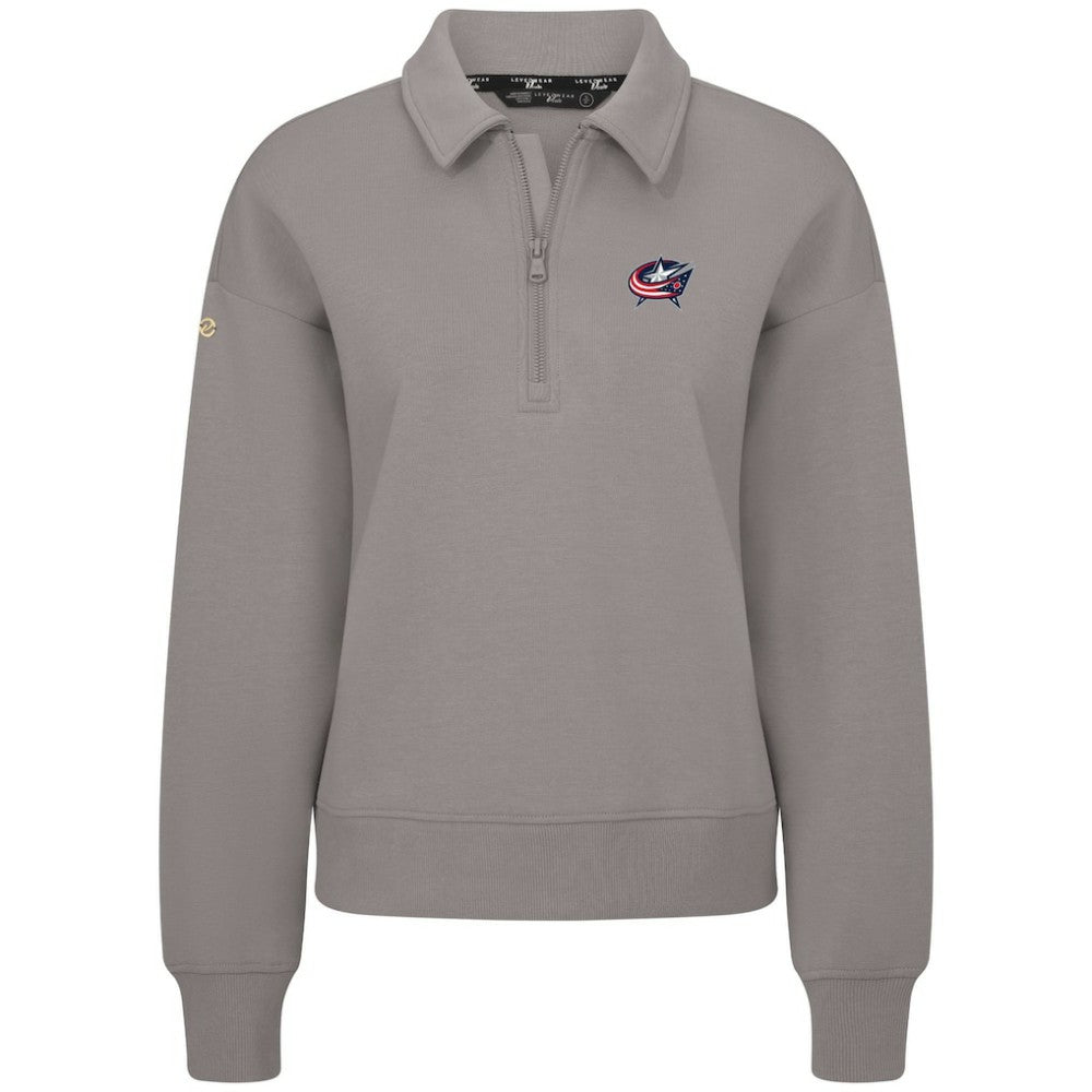 NHL Gray Columbus Blue Jackets Levelwear Women's Canmore Quarter-Zip Pullover