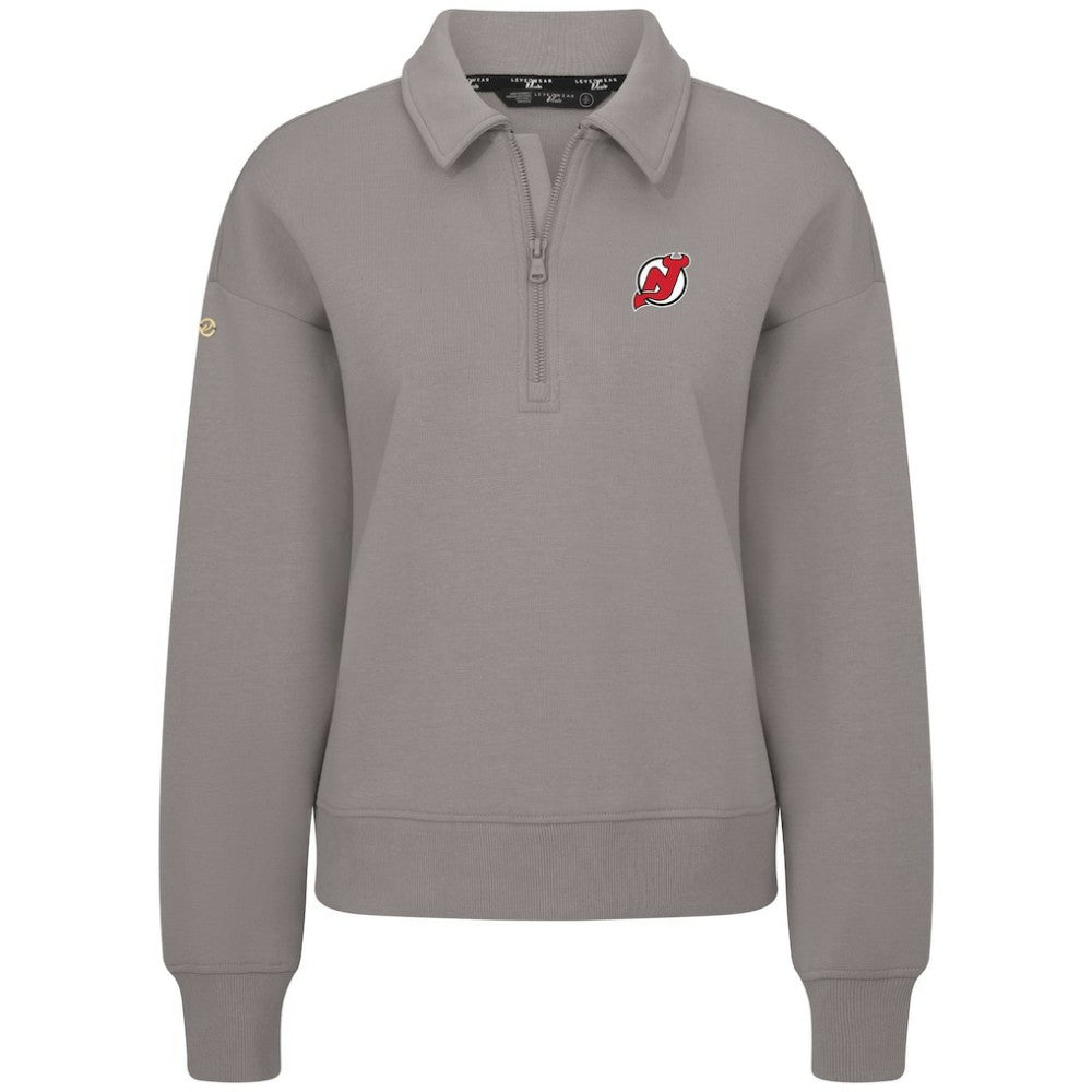 NHL Gray New Jersey Devils Levelwear Women's Canmore Quarter-Zip Pullover