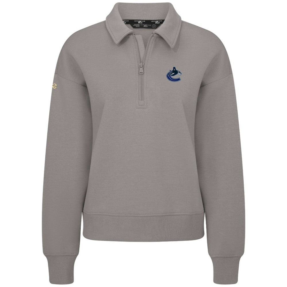 NHL Gray Vancouver Canucks Levelwear Women's Canmore Quarter-Zip Pullover