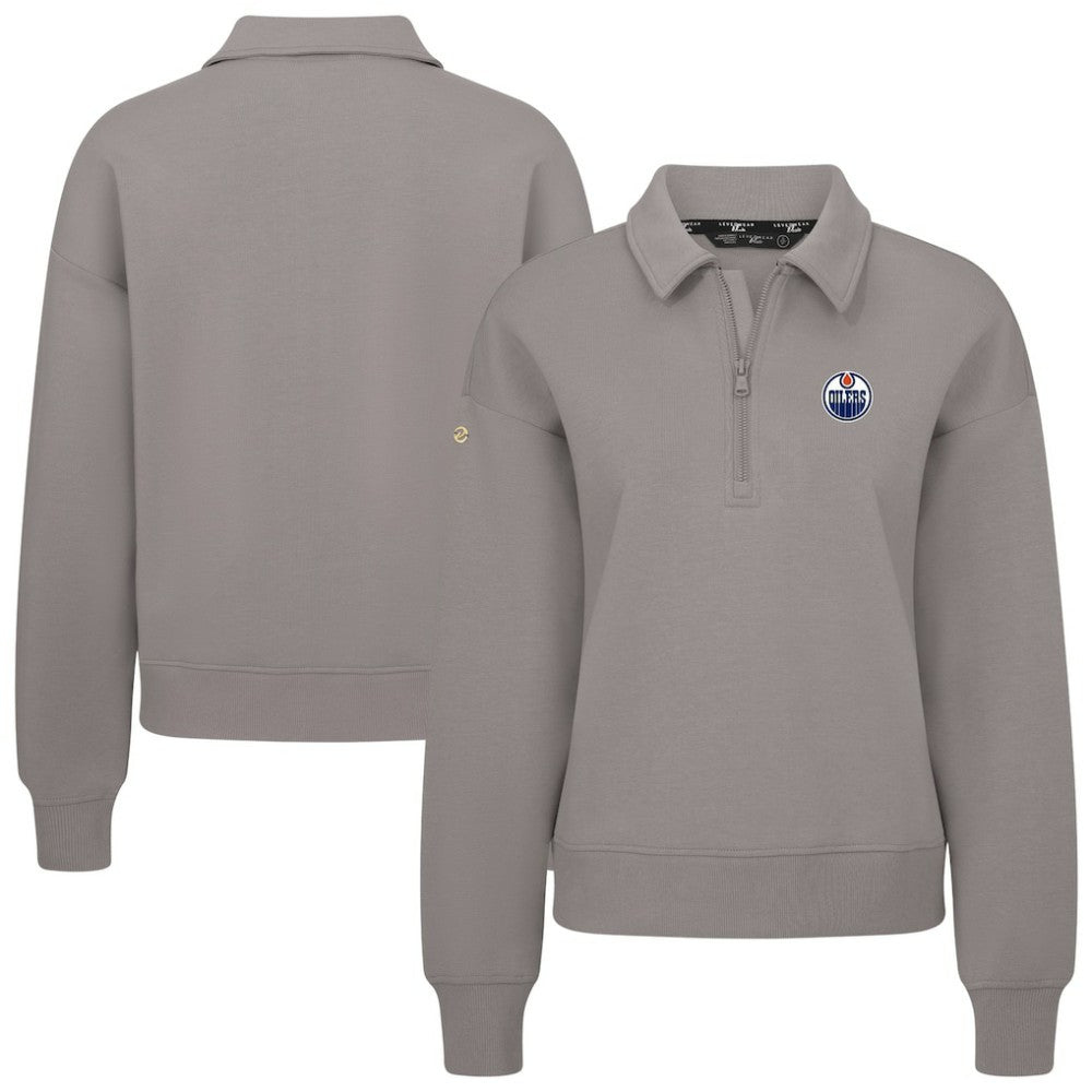 NHL Gray Edmonton Oilers Levelwear Women's Canmore Quarter-Zip Pullover