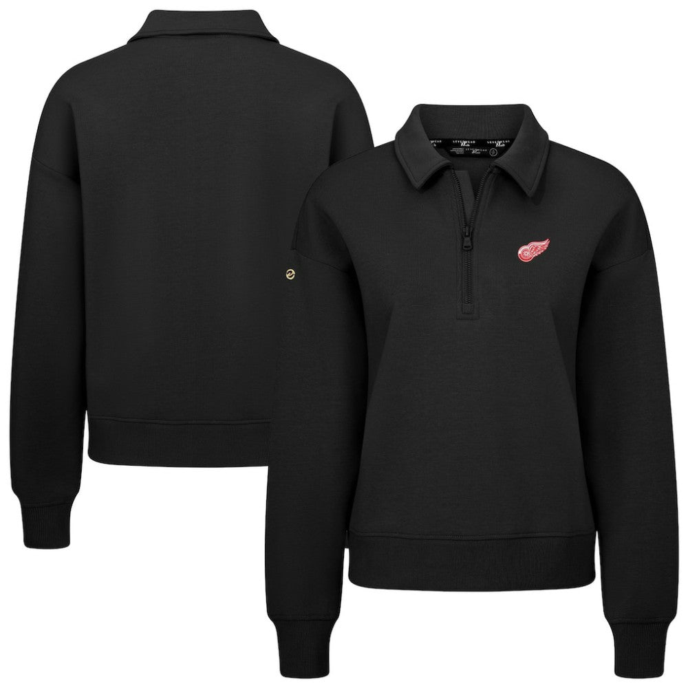 NHL Black Detroit Red Wings Levelwear Women's Canmore Quarter-Zip Pullover