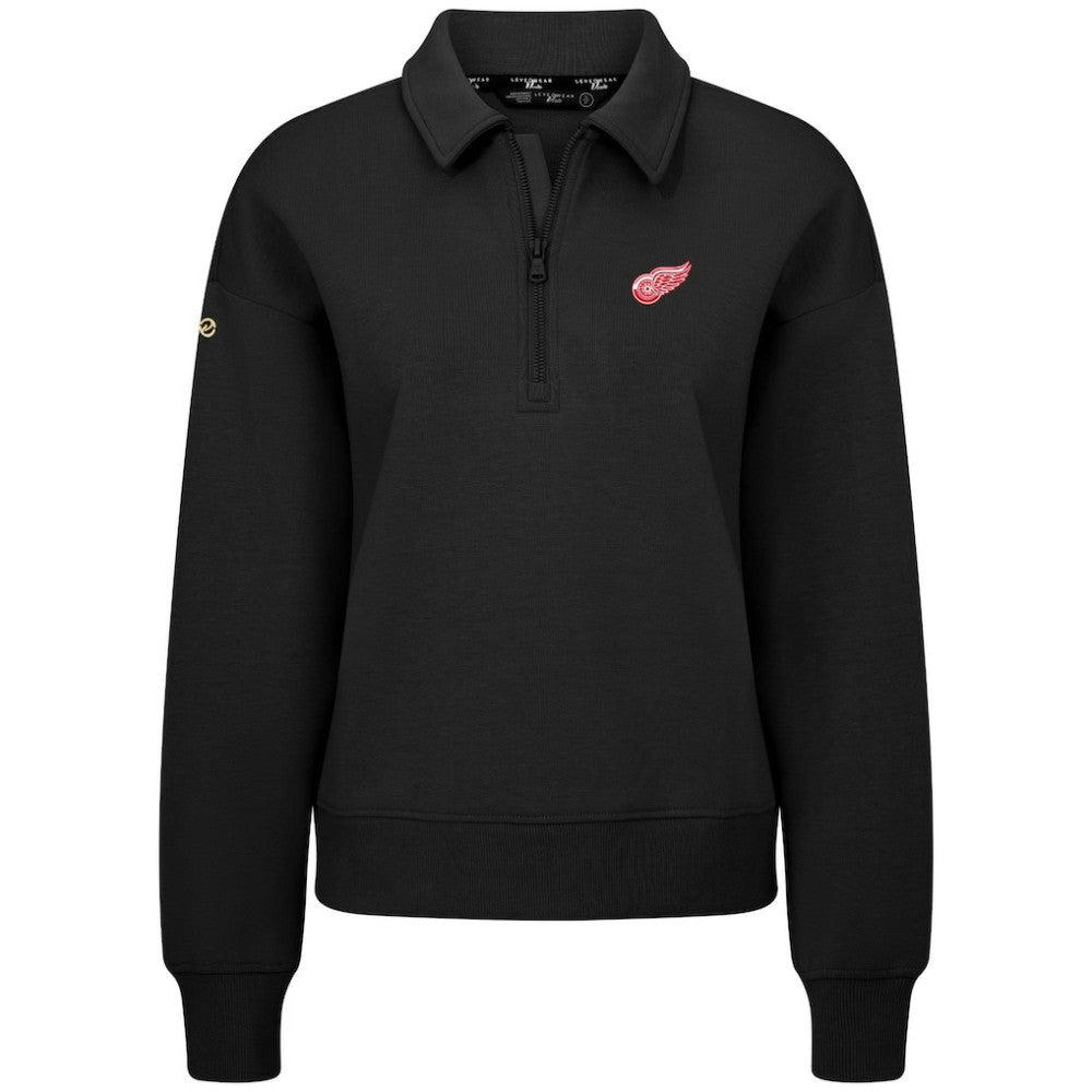 NHL Black Detroit Red Wings Levelwear Women's Canmore Quarter-Zip Pullover
