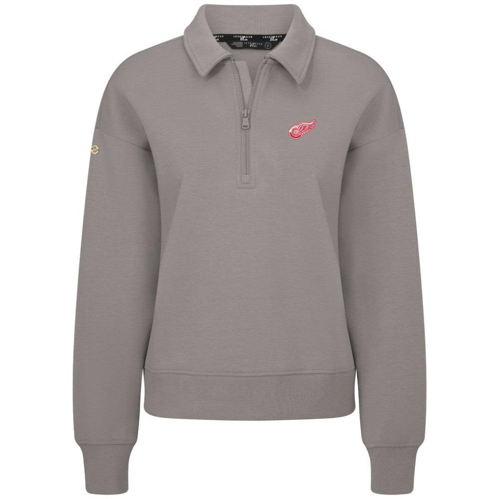 NHL Gray Detroit Red Wings Levelwear Women's Canmore Quarter-Zip Pullover