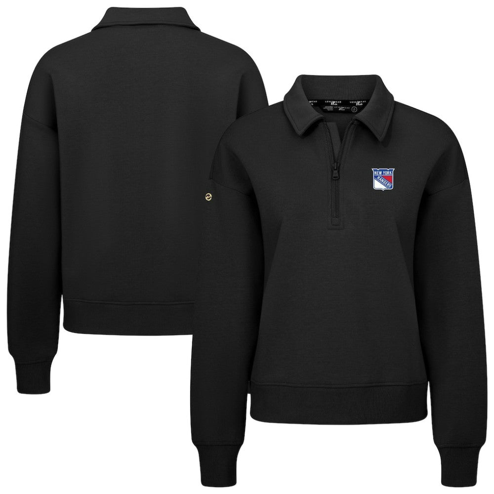 NHL Black New York Rangers Levelwear Women's Canmore Quarter-Zip Pullover