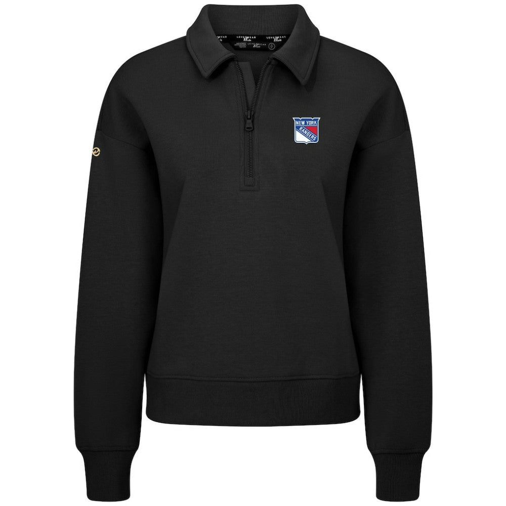 NHL Black New York Rangers Levelwear Women's Canmore Quarter-Zip Pullover