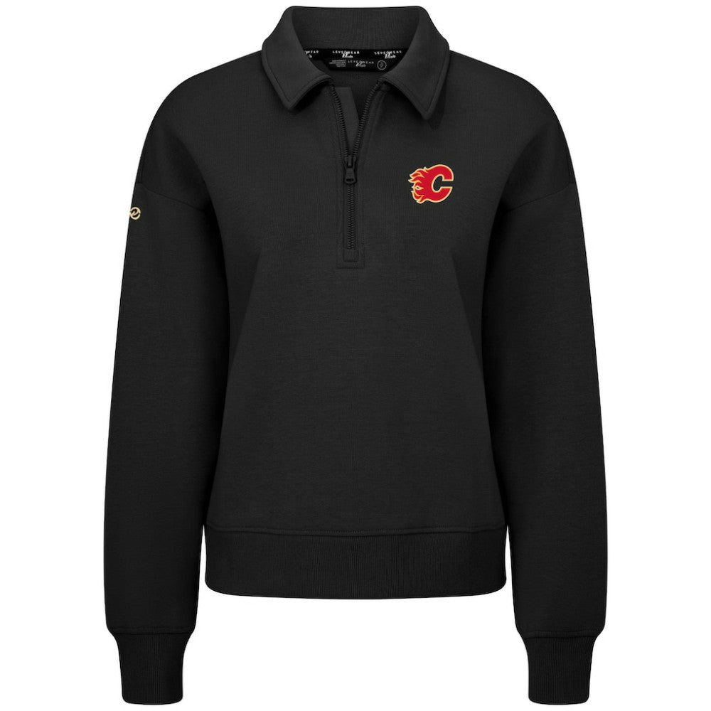 NHL Black Calgary Flames Levelwear Women's Canmore Quarter-Zip Pullover