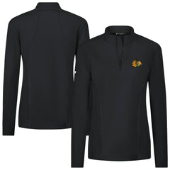NHL Black Chicago Blackhawks Levelwear Women's Upright Quarter-Zip Pullover