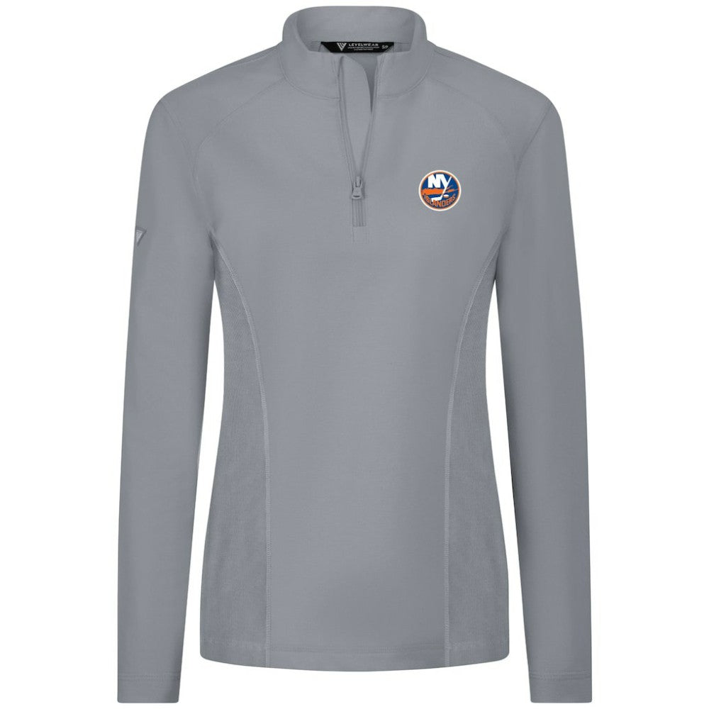NHL Gray New York Islanders Levelwear Women's Upright Quarter-Zip Pullover
