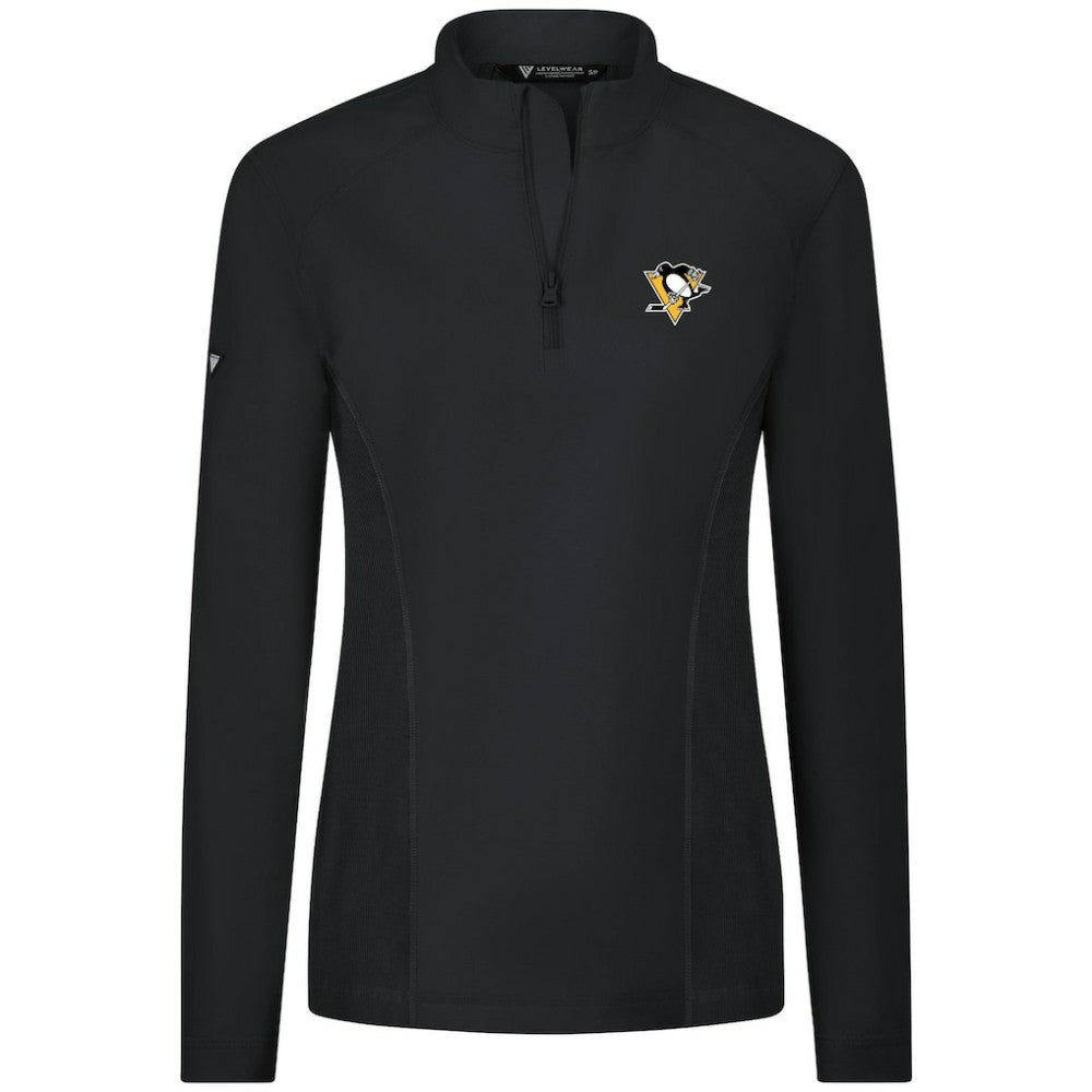 NHL Black Pittsburgh Penguins Levelwear Women's Upright Quarter-Zip Pullover
