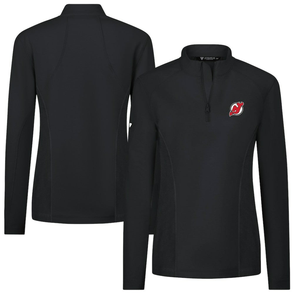 NHL Black New Jersey Devils Levelwear Women's Upright Quarter-Zip Pullover