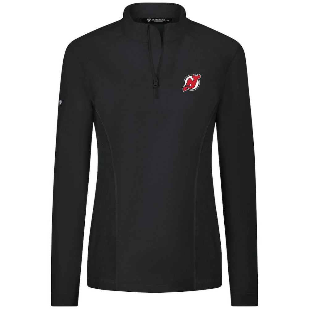 NHL Black New Jersey Devils Levelwear Women's Upright Quarter-Zip Pullover