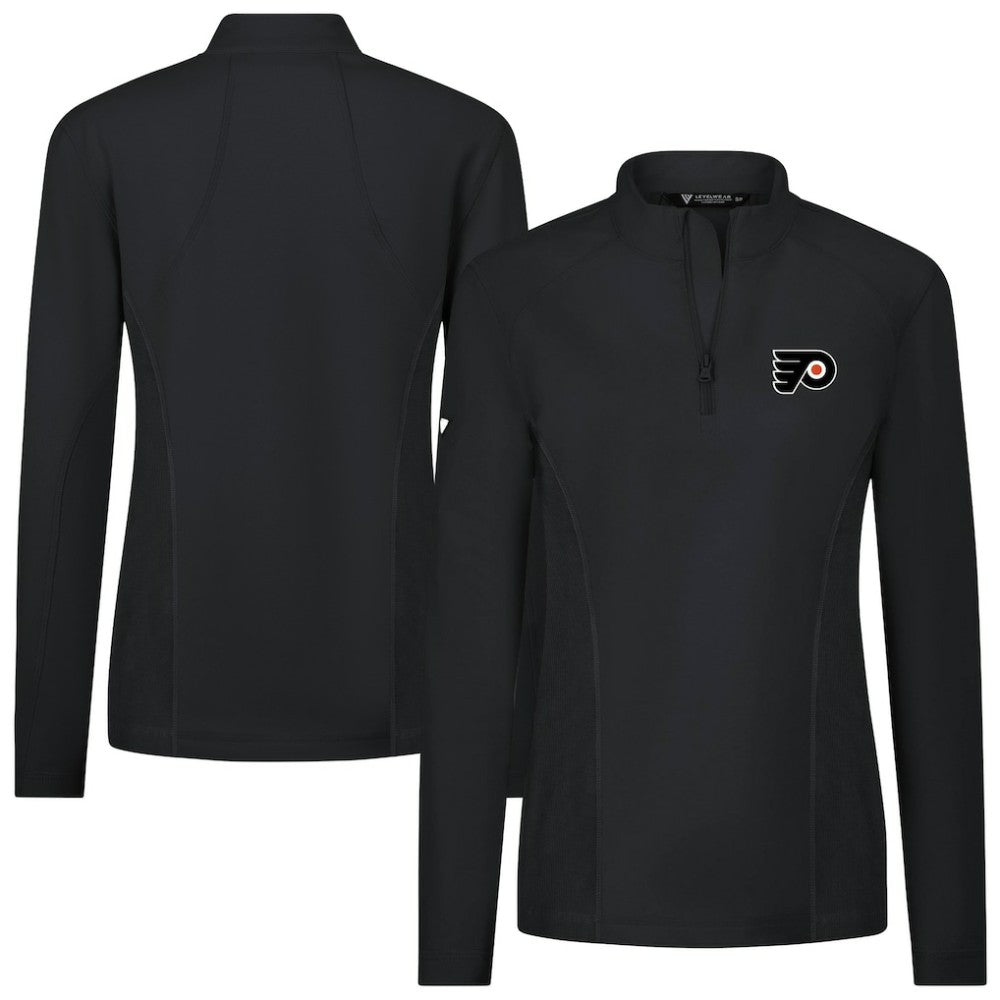 NHL Black Philadelphia Flyers Levelwear Women's Upright Quarter-Zip Pullover