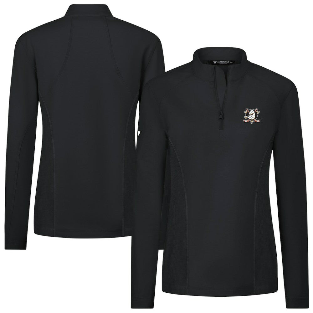 NHL Black Anaheim Ducks Levelwear Women's Upright Quarter-Zip Pullover