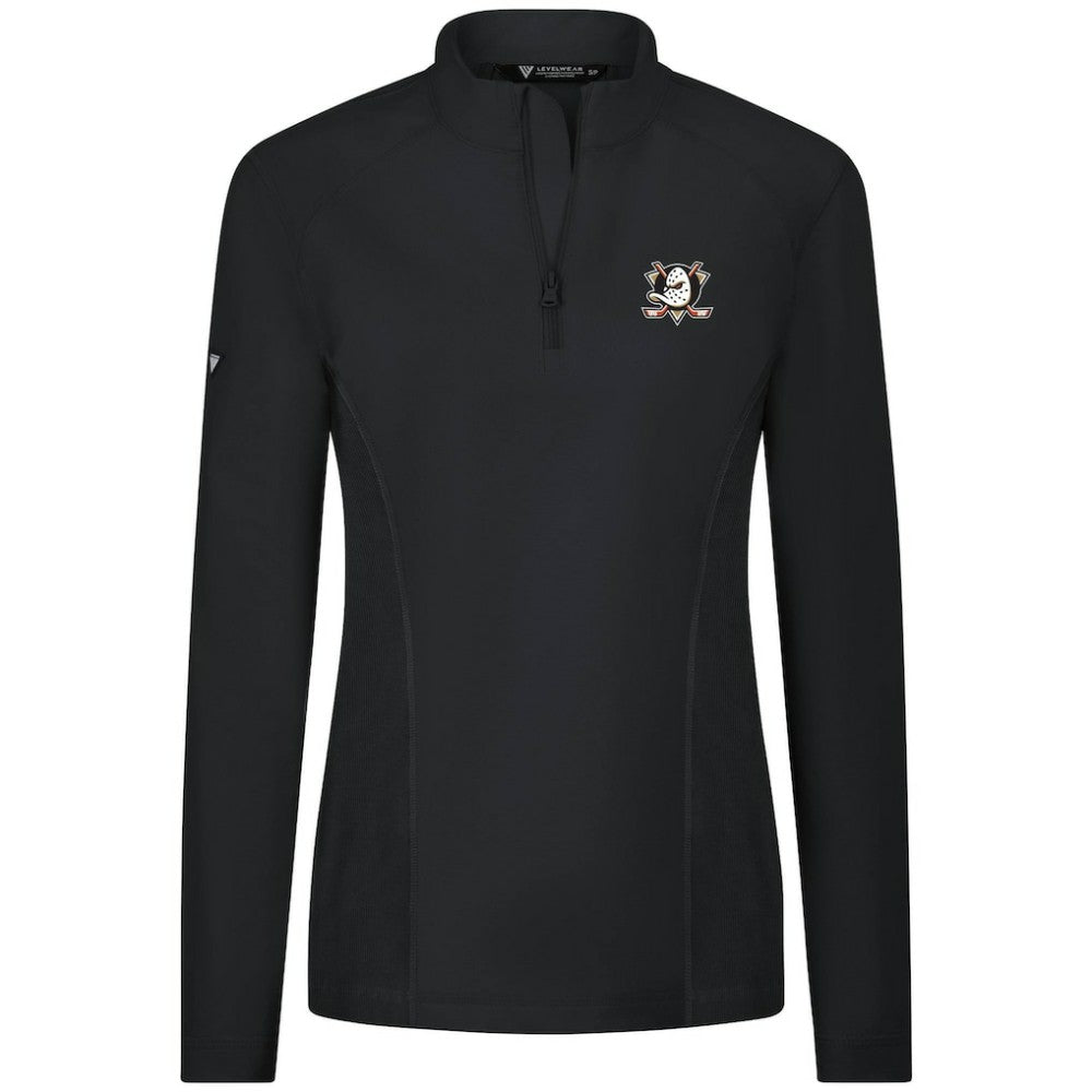 NHL Black Anaheim Ducks Levelwear Women's Upright Quarter-Zip Pullover