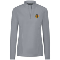 NHL Gray Chicago Blackhawks Levelwear Women's Upright Quarter-Zip Pullover
