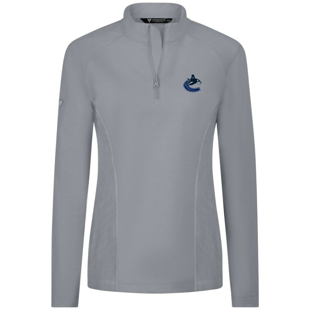 NHL Gray Vancouver Canucks Levelwear Women's Upright Quarter-Zip Pullover
