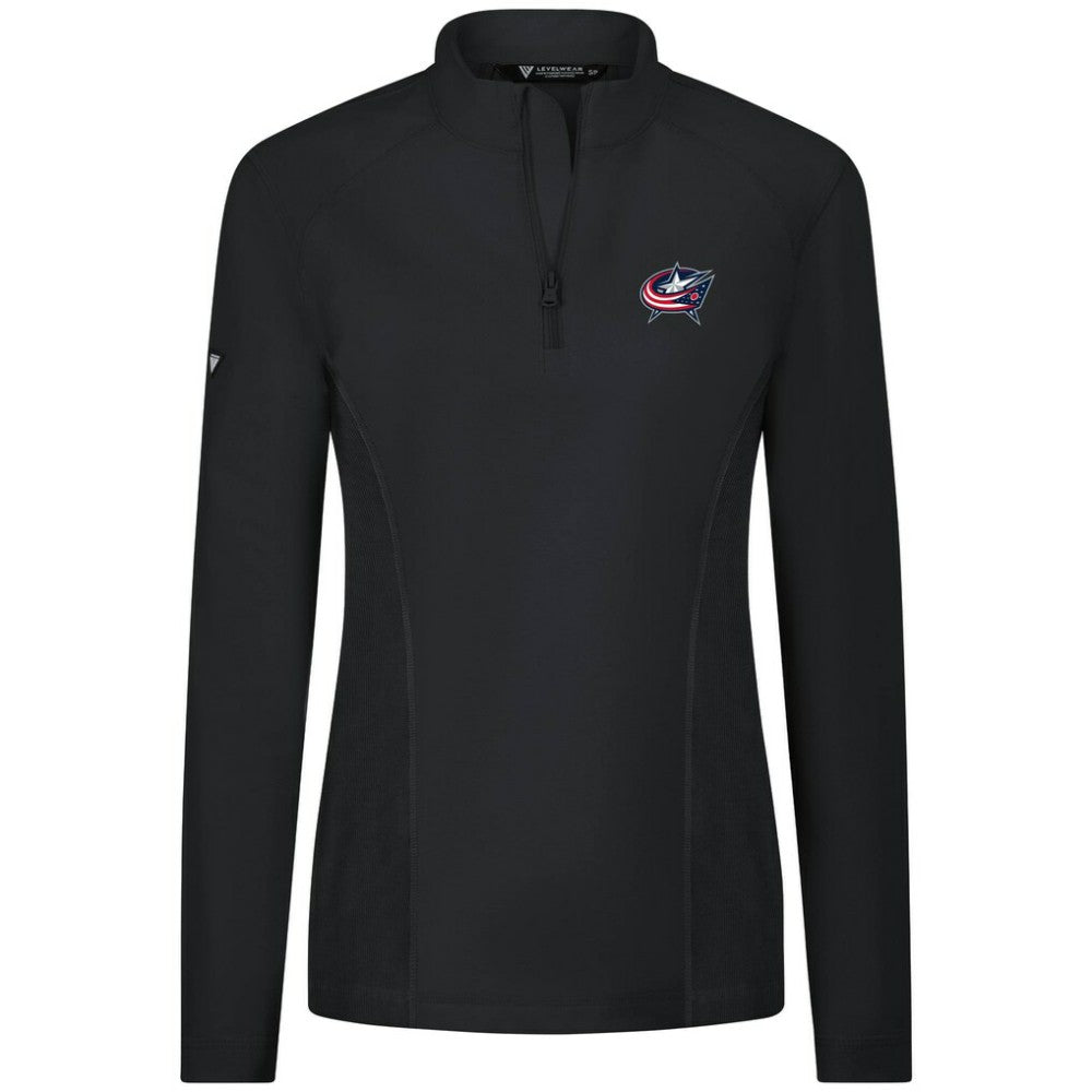 NHL Black Columbus Blue Jackets Levelwear Women's Upright Quarter-Zip Pullover