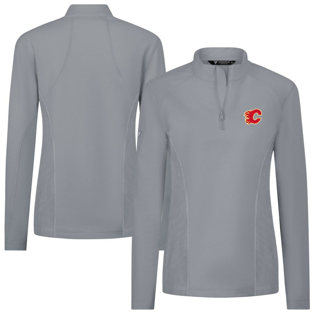 NHL Gray Calgary Flames Levelwear Women's Upright Quarter-Zip Pullover