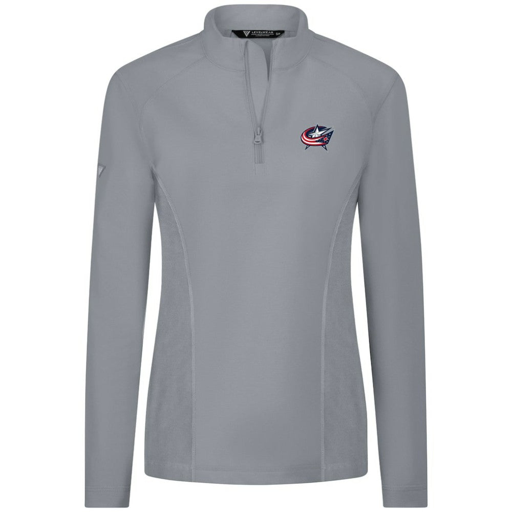 NHL Gray Columbus Blue Jackets Levelwear Women's Upright Quarter-Zip Pullover