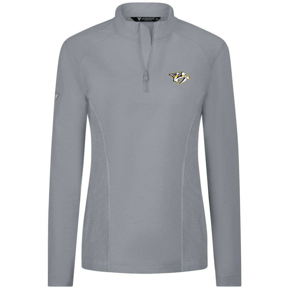 NHL Gray Nashville Predators Levelwear Women's Upright Quarter-Zip Pullover