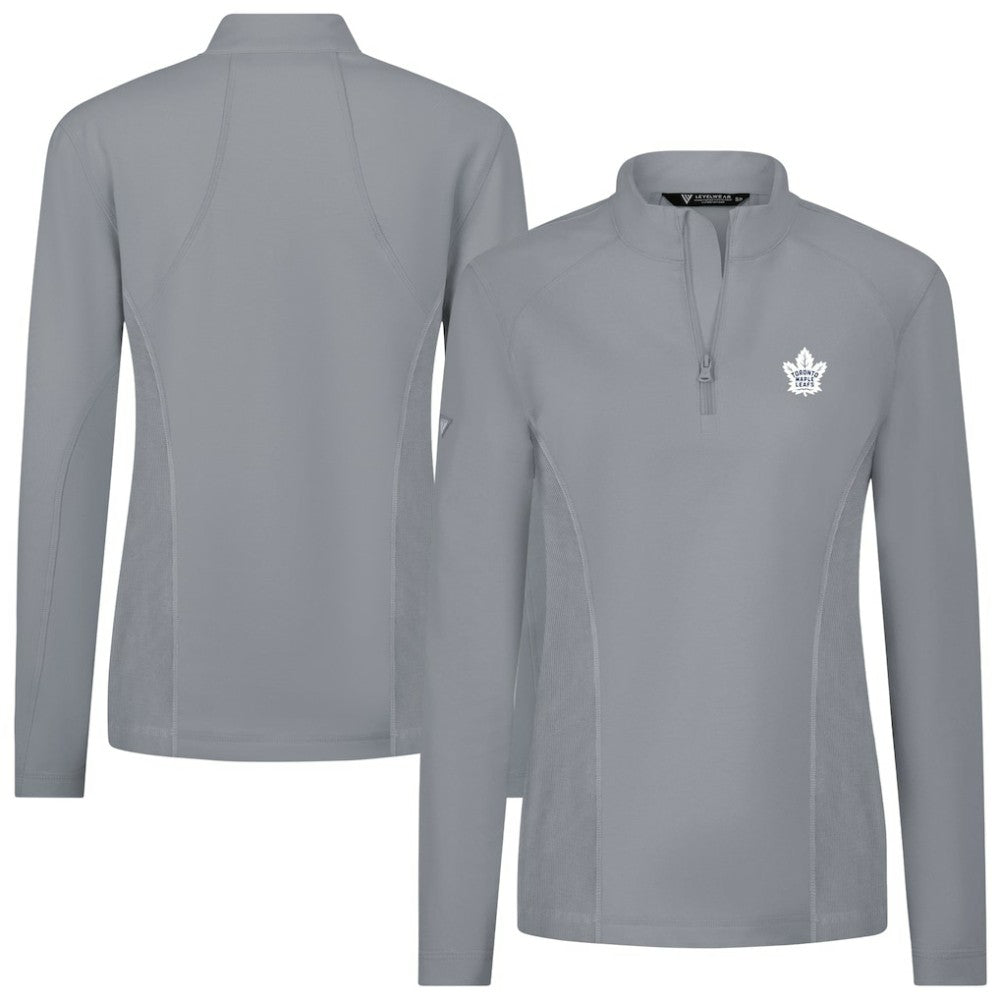 NHL Gray Toronto Maple Leafs Levelwear Women's Upright Quarter-Zip Pullover