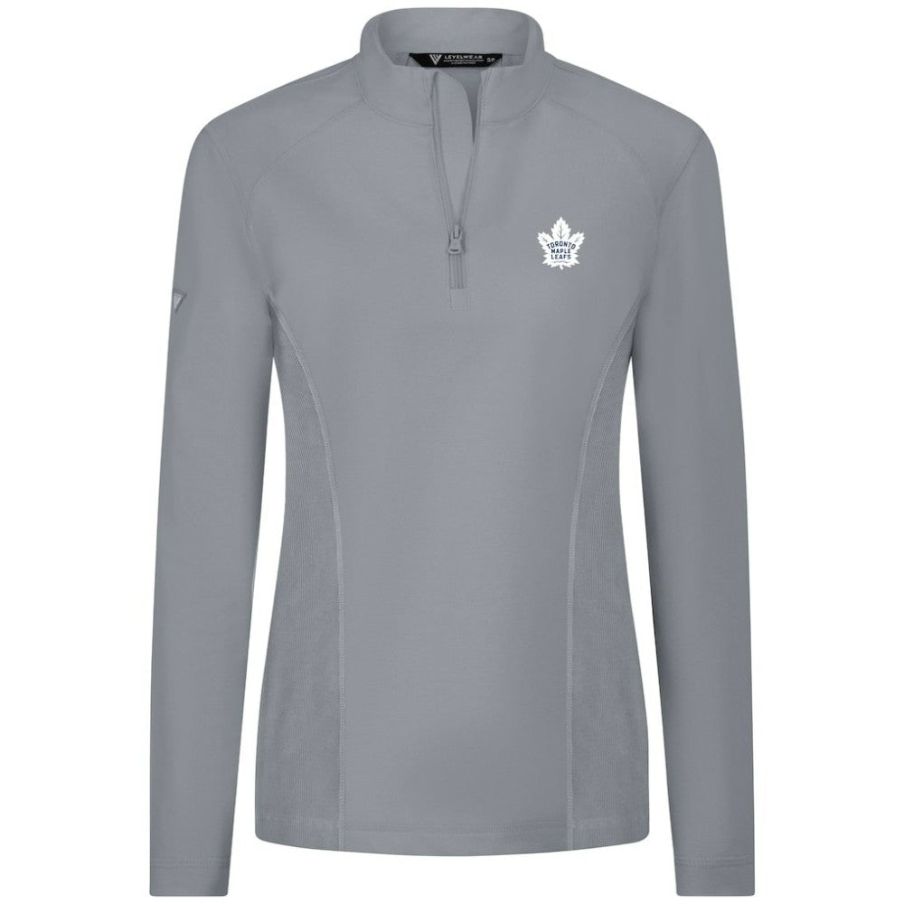 NHL Gray Toronto Maple Leafs Levelwear Women's Upright Quarter-Zip Pullover
