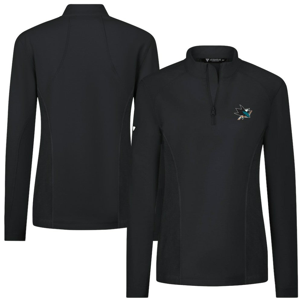 NHL Black San Jose Sharks Levelwear Women's Upright Quarter-Zip Pullover