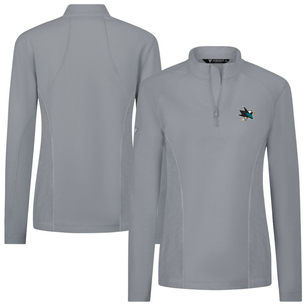 NHL Gray San Jose Sharks Levelwear Women's Upright Quarter-Zip Pullover