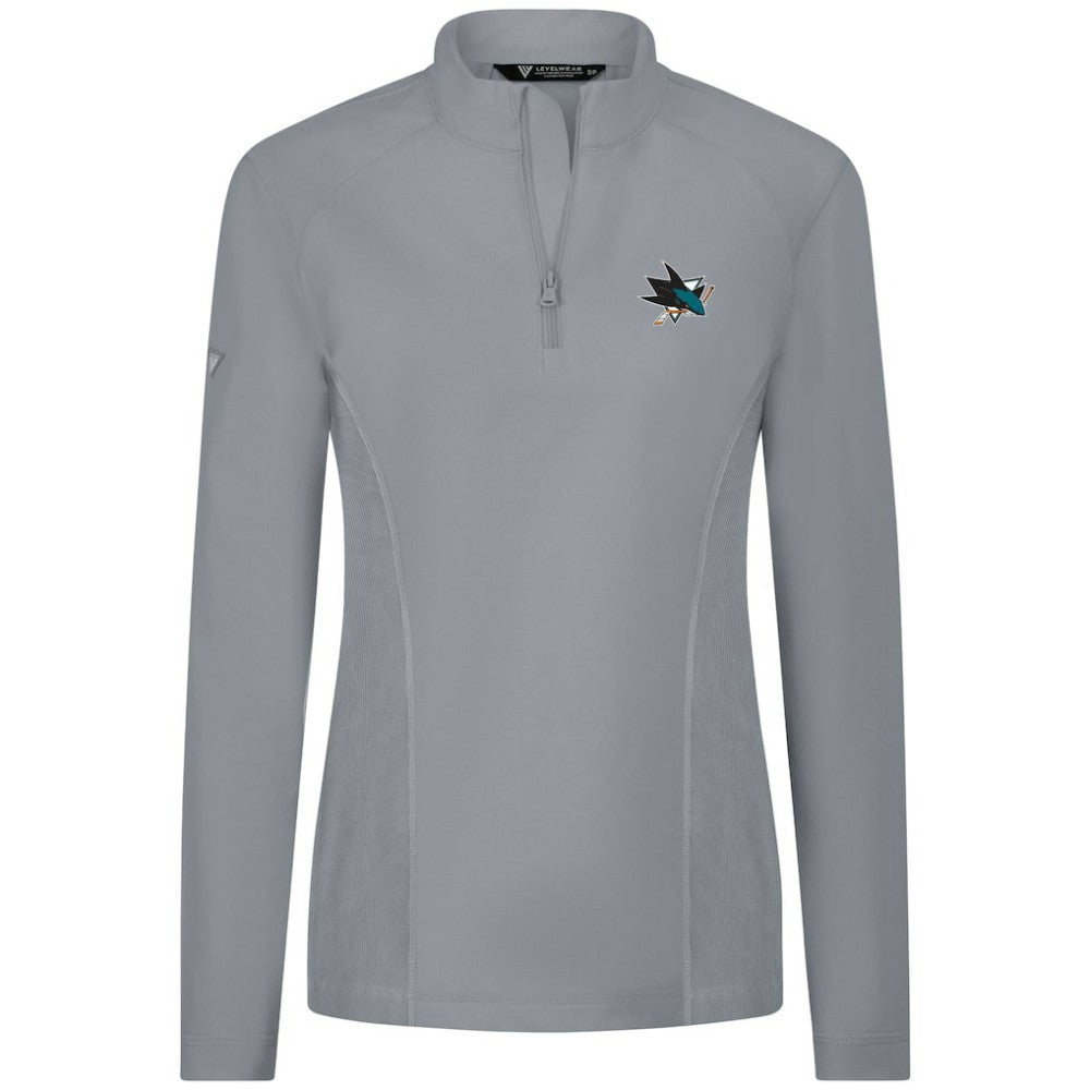 NHL Gray San Jose Sharks Levelwear Women's Upright Quarter-Zip Pullover