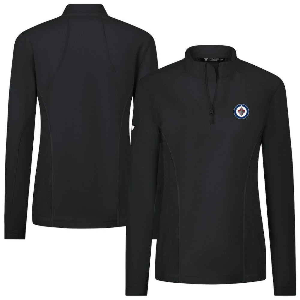 NHL Black Winnipeg Jets Levelwear Women's Upright Quarter-Zip Pullover