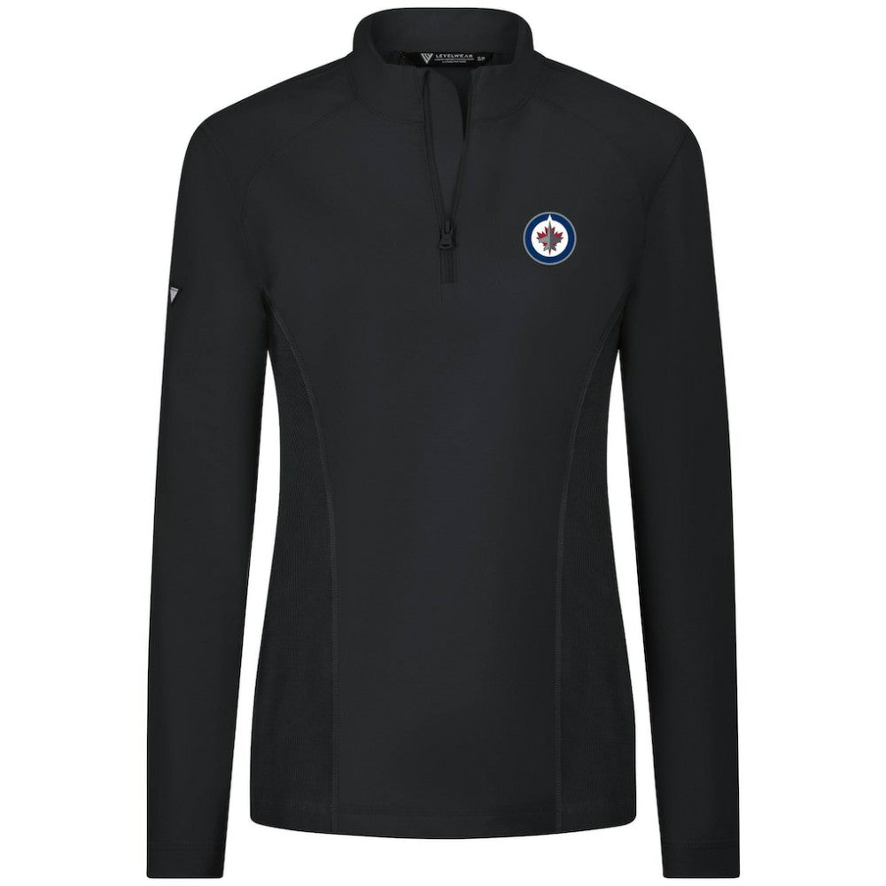 NHL Black Winnipeg Jets Levelwear Women's Upright Quarter-Zip Pullover