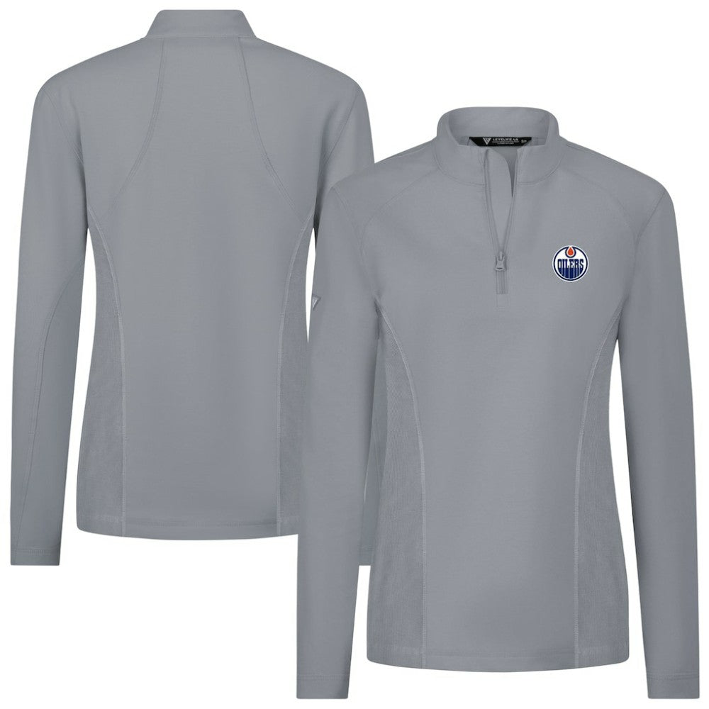 NHL Gray Edmonton Oilers Levelwear Women's Upright Quarter-Zip Pullover