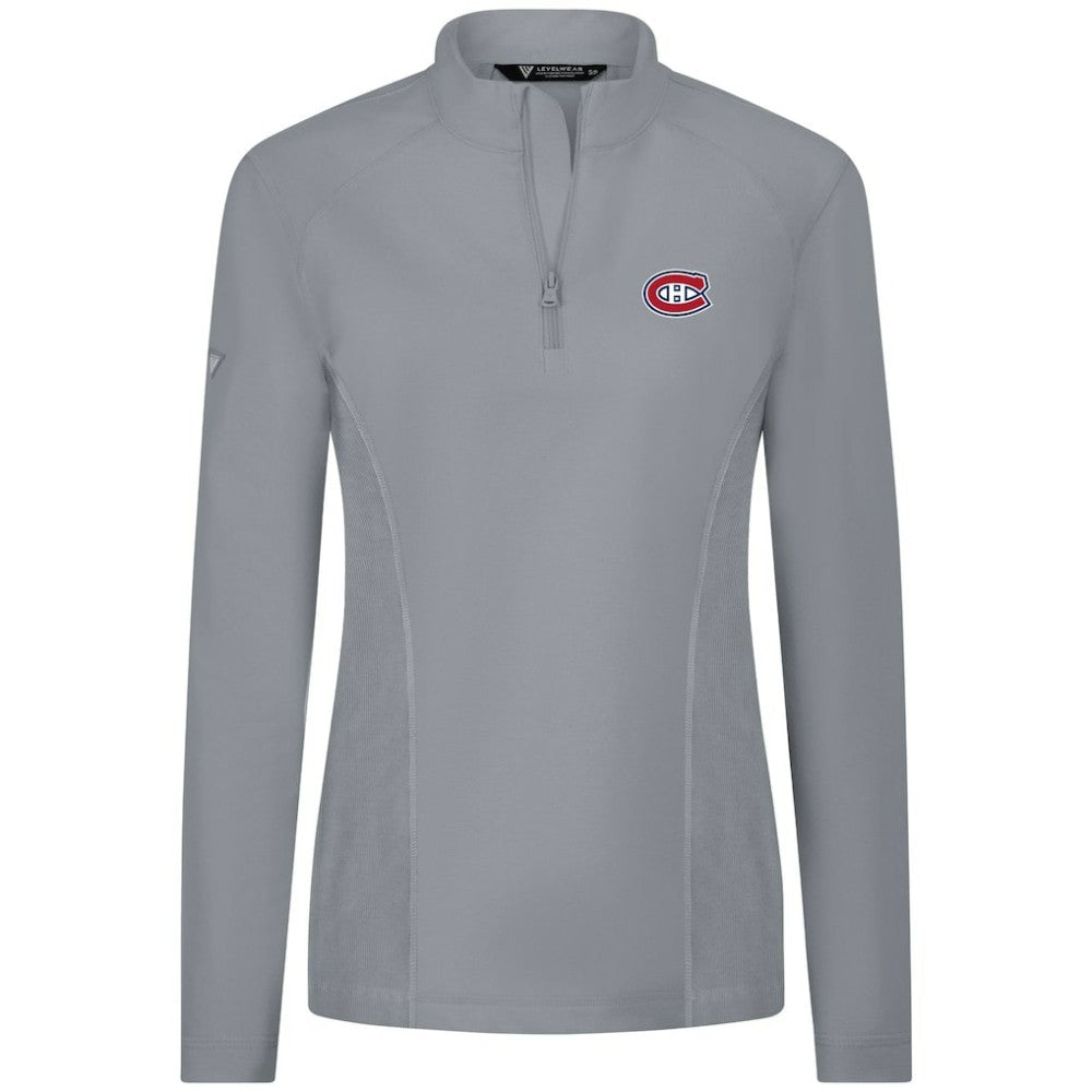 NHL Gray Montreal Canadiens Levelwear Women's Upright Quarter-Zip Pullover