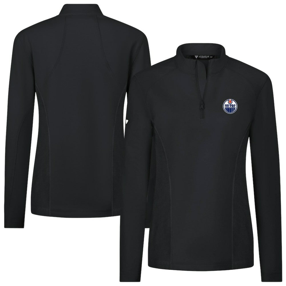 NHL Black Edmonton Oilers Levelwear Women's Upright Quarter-Zip Pullover