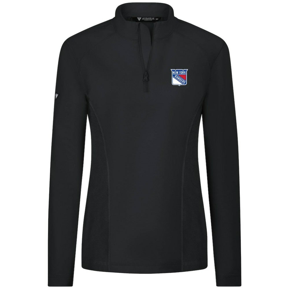 NHL Black New York Rangers Levelwear Women's Upright Quarter-Zip Pullover